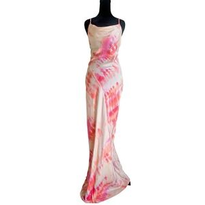 Rat & Boa Maximalist Chic Resortwear Pink Ariel Silk Cowl Neck Maxi Dress